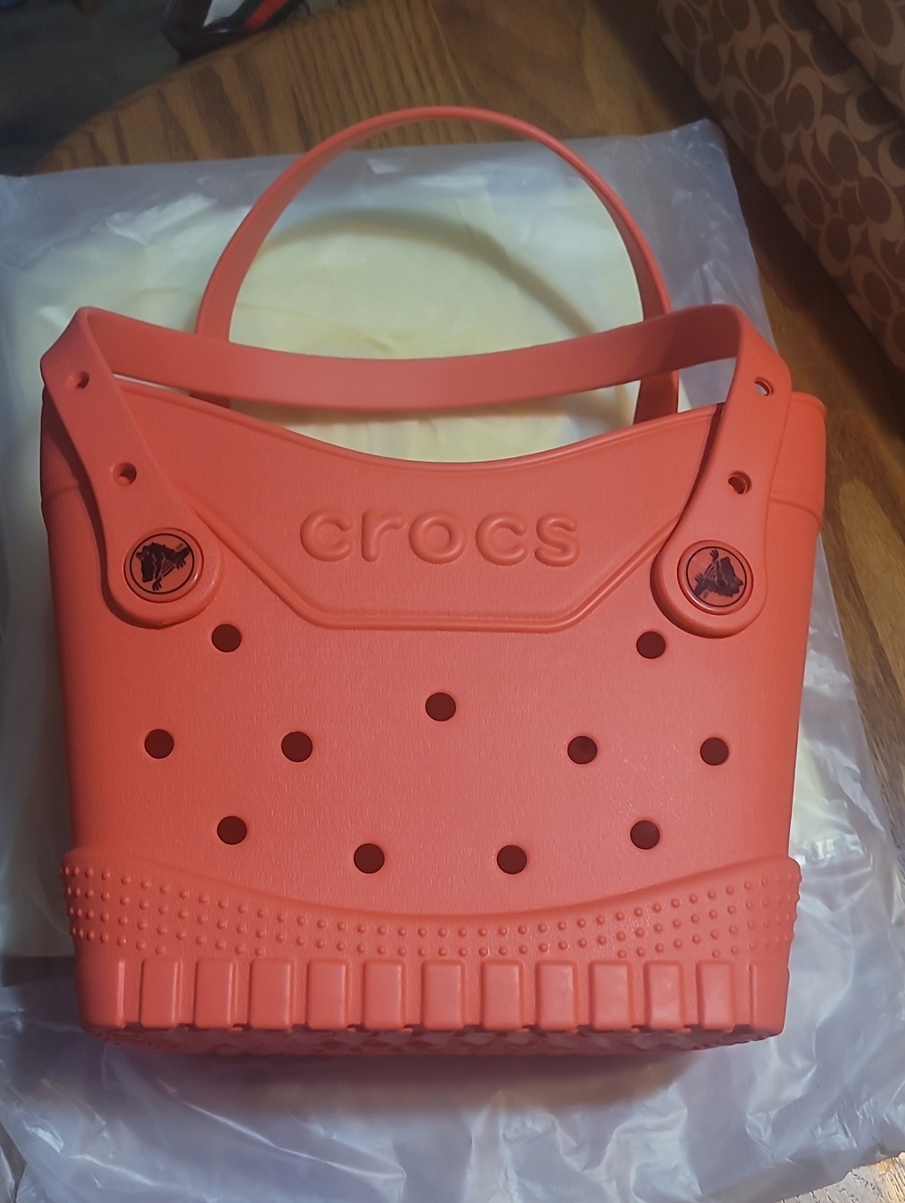 CROCS Mini Tote Bag in Bright Orange